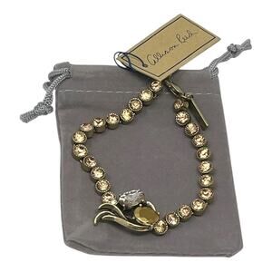 Allison Reed Gold-Tone Crystal Rhinestone Bracelet w Yellow & Clear Stone Accent